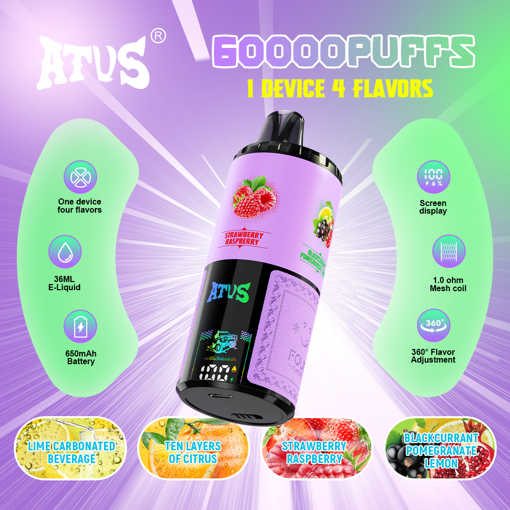 ATVS 60 000 Slukk: Intelligens 4-az-1-ben E-cigaretta
