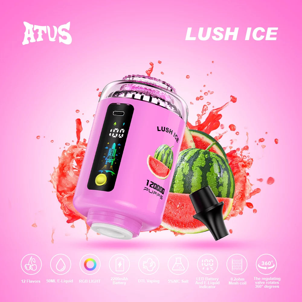 ATVS E-Hookah Head 120K PUFFS — LED-panel és e-liquid-szintjelző