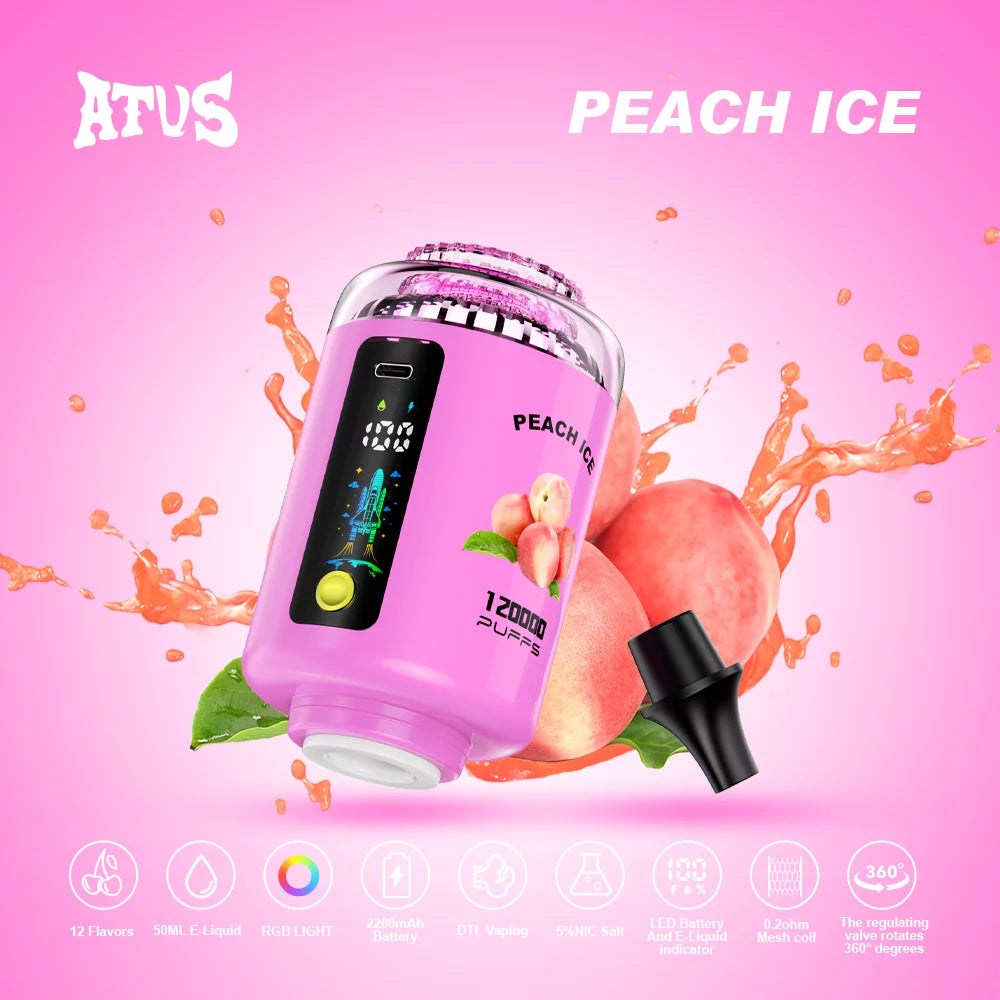 ATVS E-Hookah Head 120K PUFFS — LED-panel és e-liquid-szintjelző