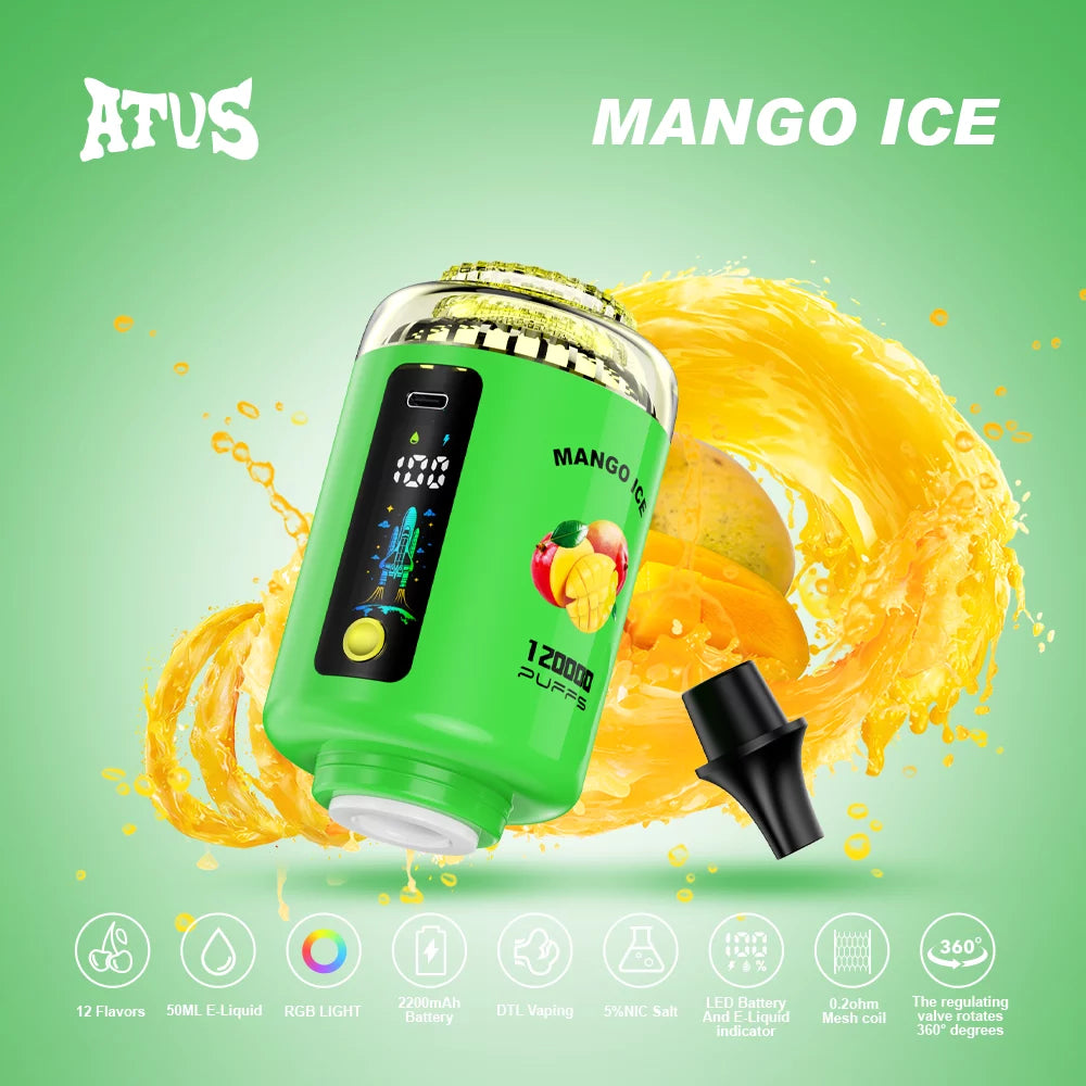 ATVS E-Hookah Head 120K PUFFS — LED-panel és e-liquid-szintjelző