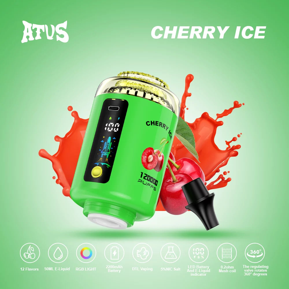 ATVS E-Hookah Head 120K PUFFS — LED-panel és e-liquid-szintjelző