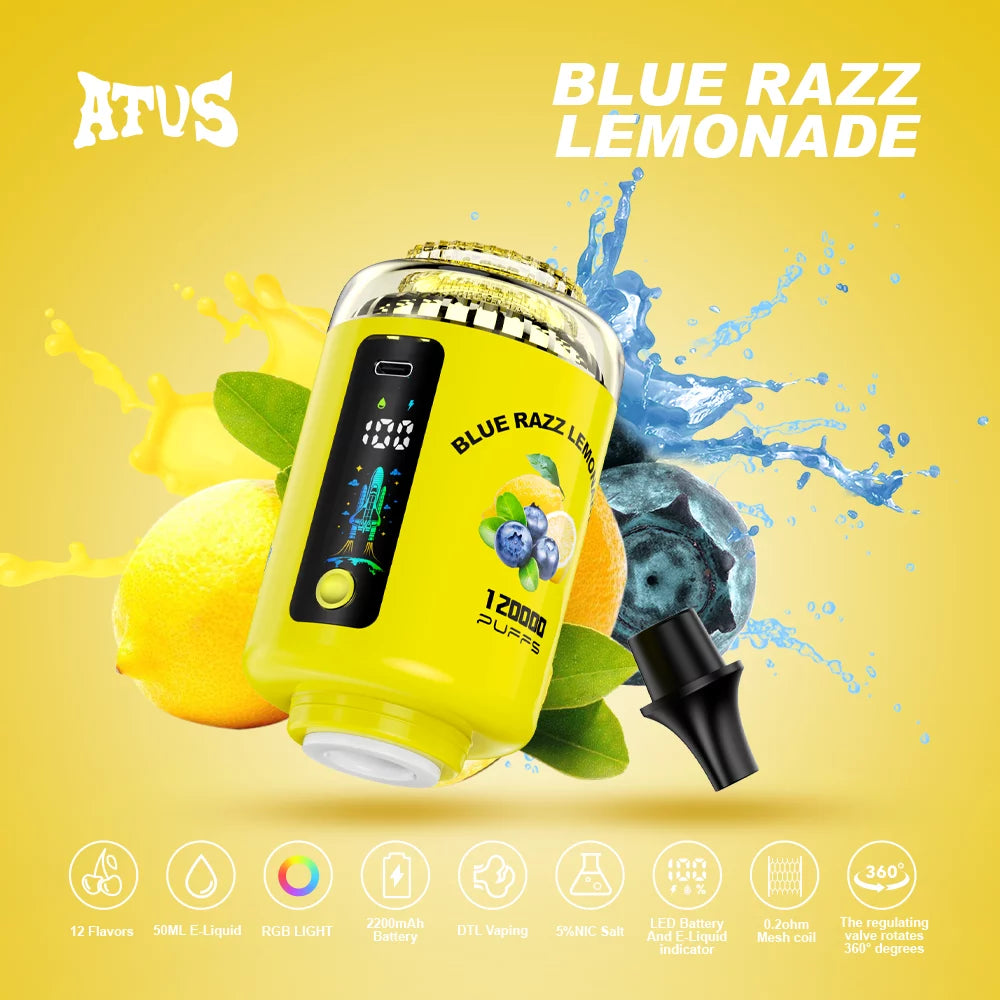 ATVS E-Hookah Head 120K PUFFS — LED-panel és e-liquid-szintjelző